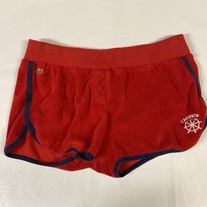LACOSTE Retro Terry Cloth Hot Shorts Red Size 38 Medium